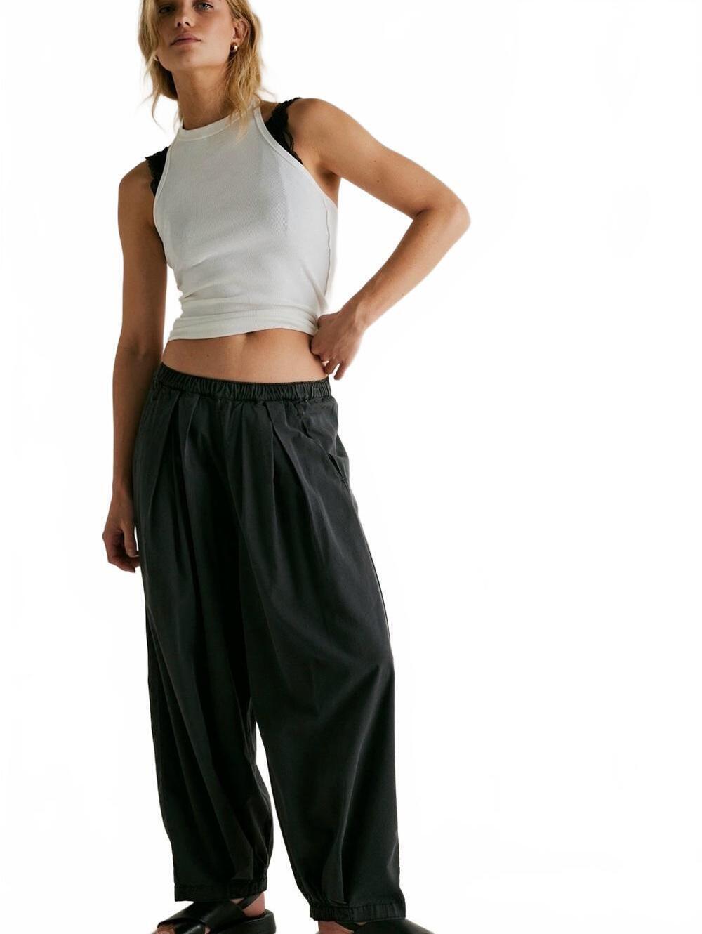 Free People To the Sky Parachute Pants Lagenlook Boho Wide Leg Balloon Large
